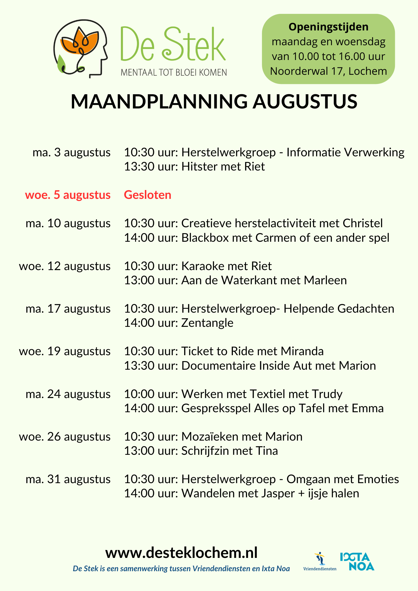 Maandplanning juni